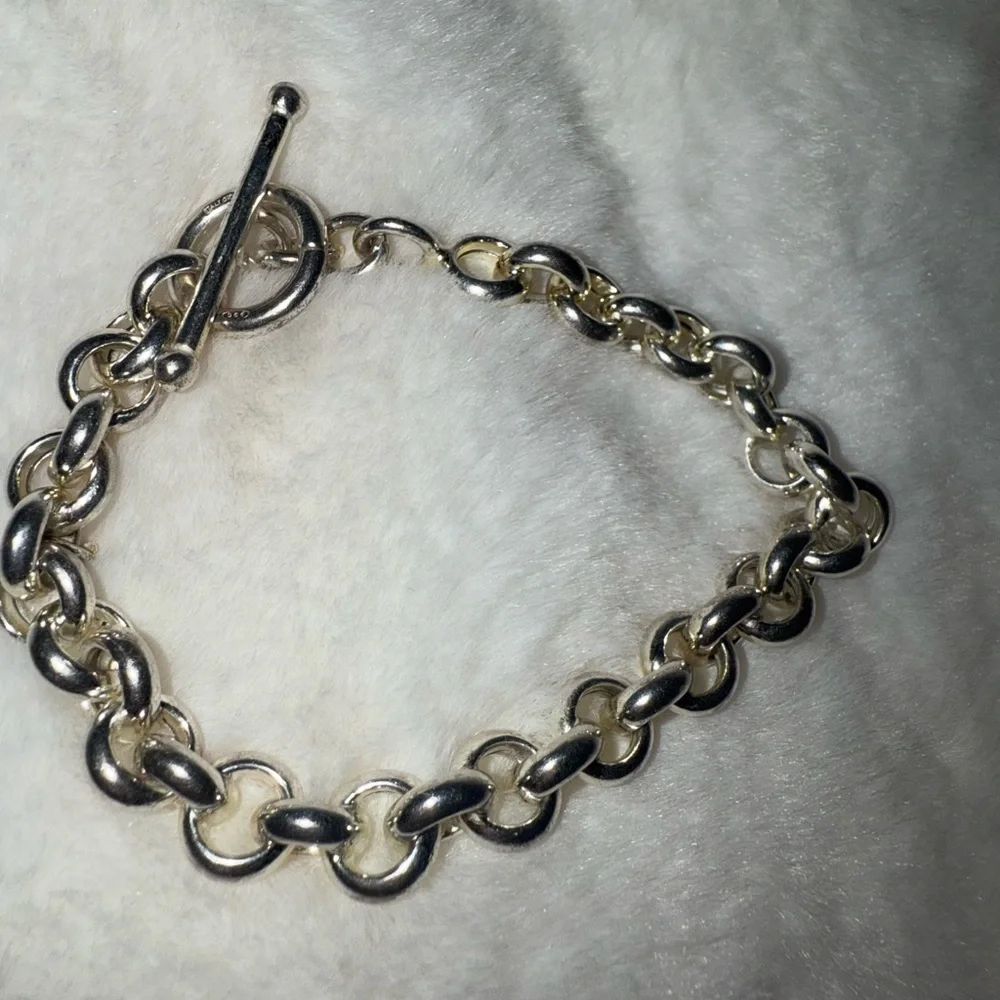 “OTC Signed” 925 Italy Marked Rolo Toggle Bracelet “ - Picture 7 of 17